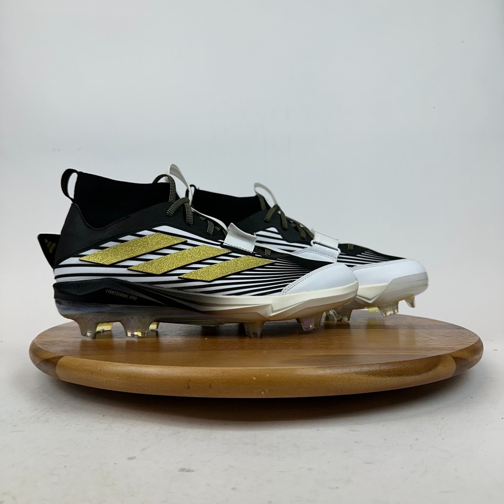 New Adidas Adizero Edge + TPU Mens‎ Size 11 Black White Gold Baseball Cleats